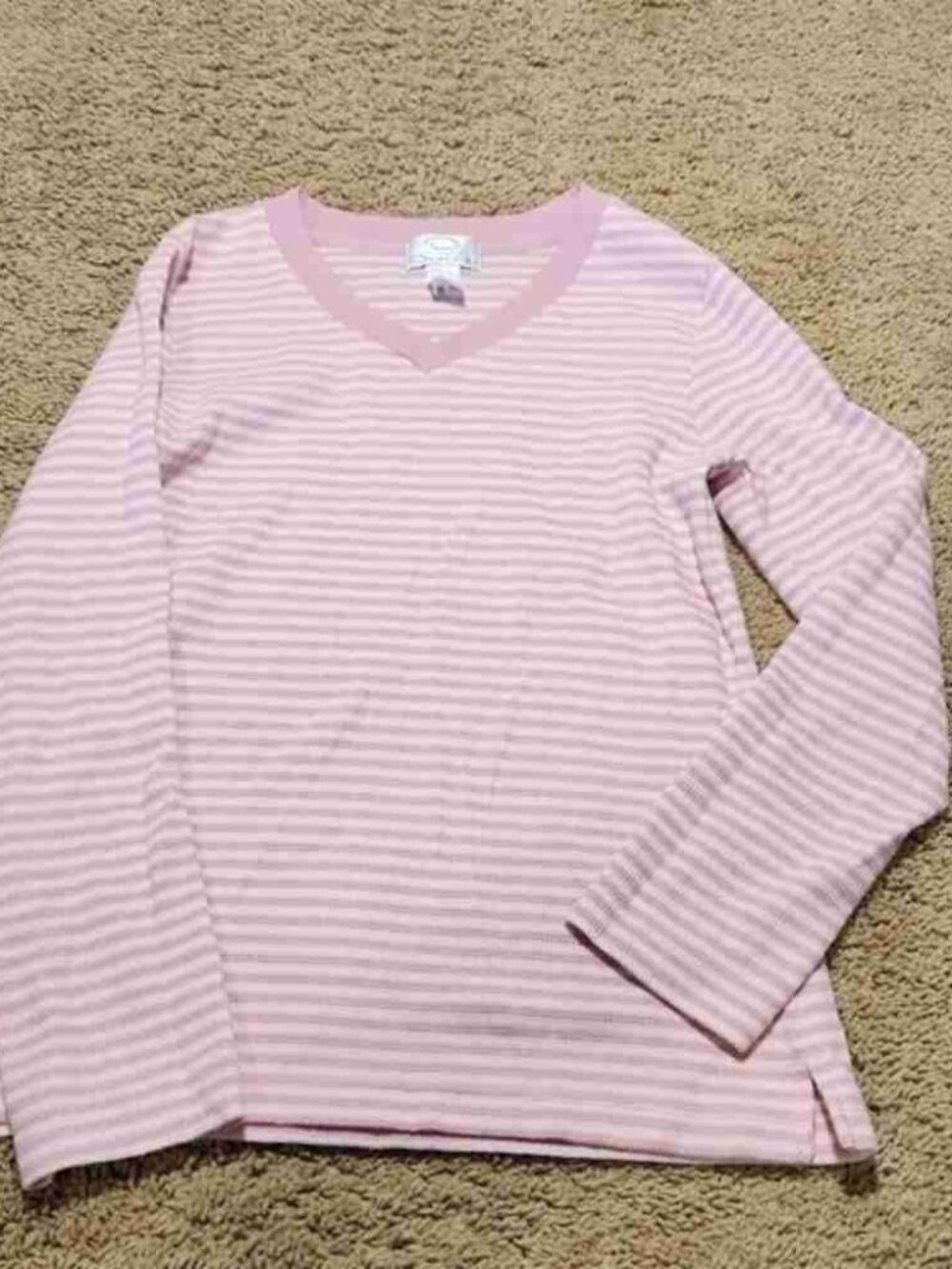 Vintage Oscar de la Renta, small pink and white striped soft PJ top